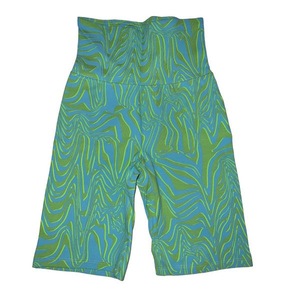 BP. Women's High-Waist Green Blue Neon Biker Shorts Size Small NWT🦎🌵 - Picture 1 of 3